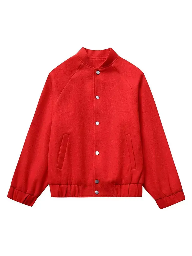 HH Women\'s Autumn Streetwear Fashion Woolen Baseball Jacket Retro Round Neck Breasted Decoration Women\'s Casual Jacket Y2K