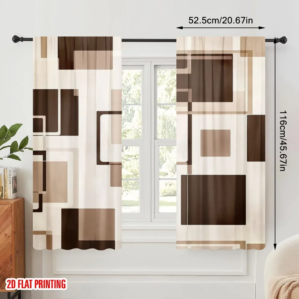 2pcs,2D plane printing Light Filtering Curtains Geometric Symmetry Durable Polyester (without rod) Art Deco Festive Ldeal for