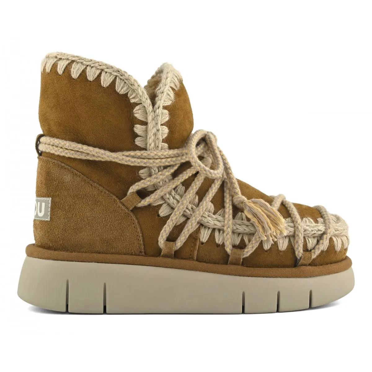 

Mou women winter snow boots Bounce boot scoubidou lace original sheepskin flats ladies platform wear-resistant ankle boot