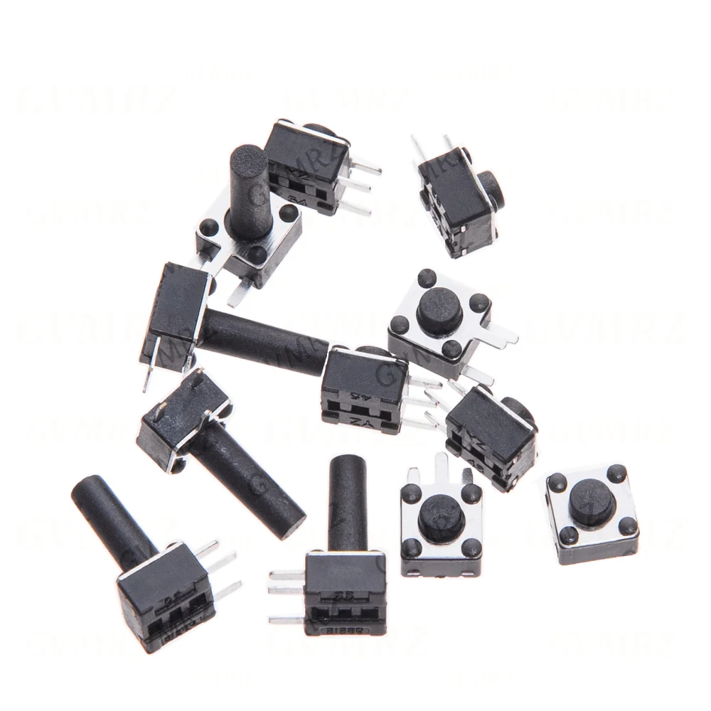 50PCS 4.5*4.5mm 4.5*4.5*3.8 4.3 5 6 7 8 MM Momentary Tact Switch Push Button Switch 3PIN Micro Switch For TV/Home Use Button