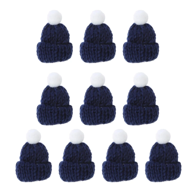 Pack of 10 Mini Knitted Hats for DIY Crafts and Girls Gifts Household Decoration for Kid Girl Boys Handicraft Crafts