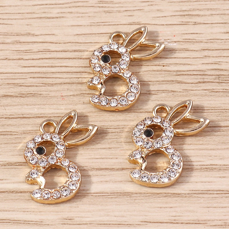Tusember 10 Stück 17*21mm Niedliche Kristall-Häschen-Anhänger für DIY Handgemachten Schmuck, Armband-, Halsketten- und Ohrring-Zubehör – Detail 13
