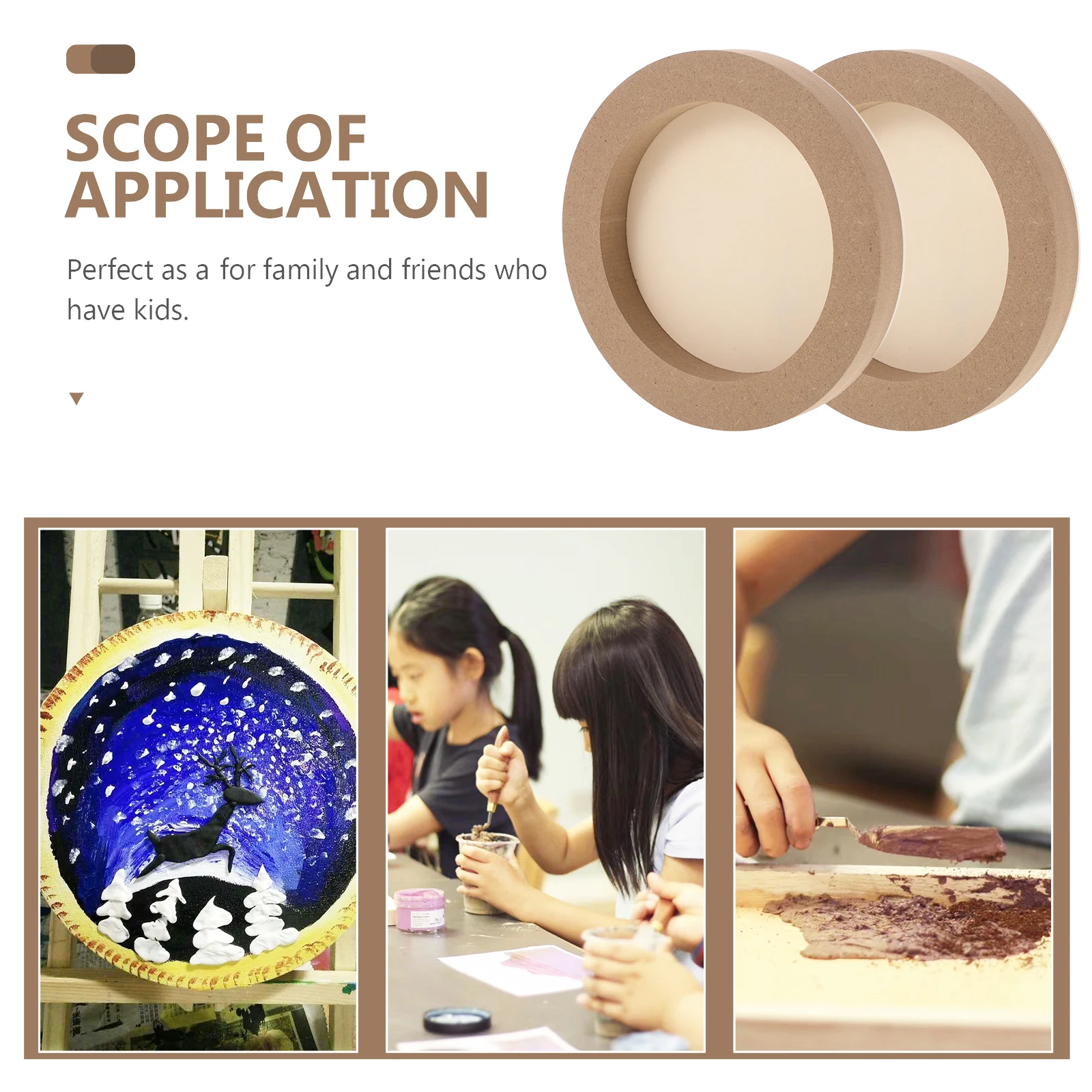 

4pcs DIY Wooden Frames s Clay Craft 15cm Diameter 1 8cm Depth Blank Wood Art Bulk Shadow Boxes Paint Frames