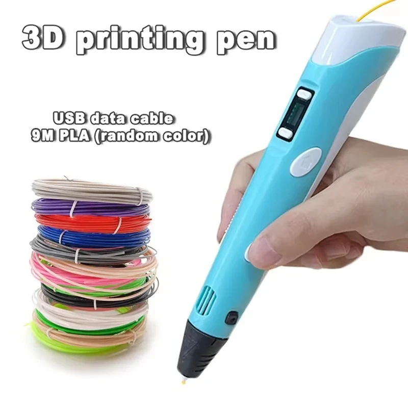 Elektronische 3D-printpen met 9M PLA-verbruiksartikelen Hoge temperatuur 3D Graffiti Tool Intelligent speelgoed Kerstverjaardagscadeau