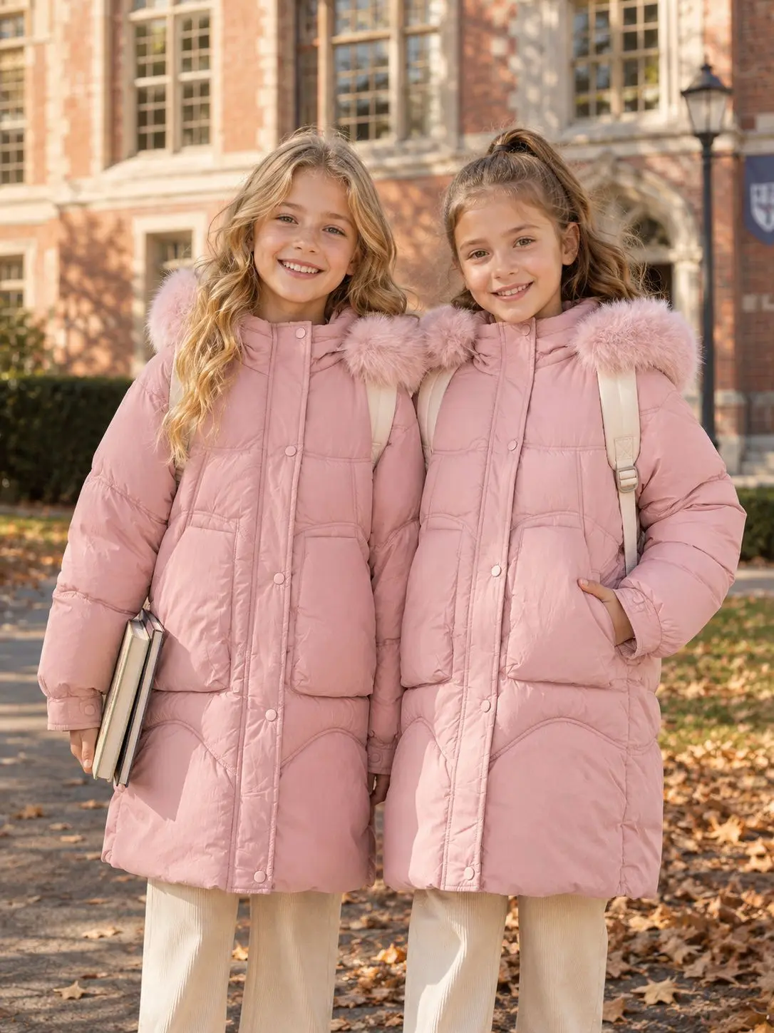 Girls Winter Long Parka Coat Faux Fur Hooded Thick Warm Puffer Jacket Windproof Cold Weather School Outdoor Outerwear 6-14 Years