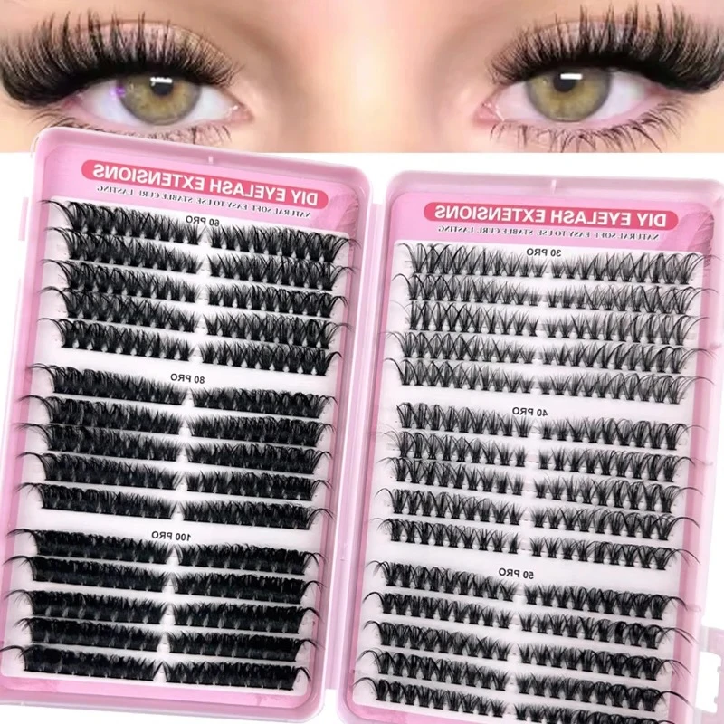 Home DIY Thick Fluffy Individual Lashes 540PCS 30D-100D Mixed Density Lash Book Festival Social Media Portrait Eye Glam