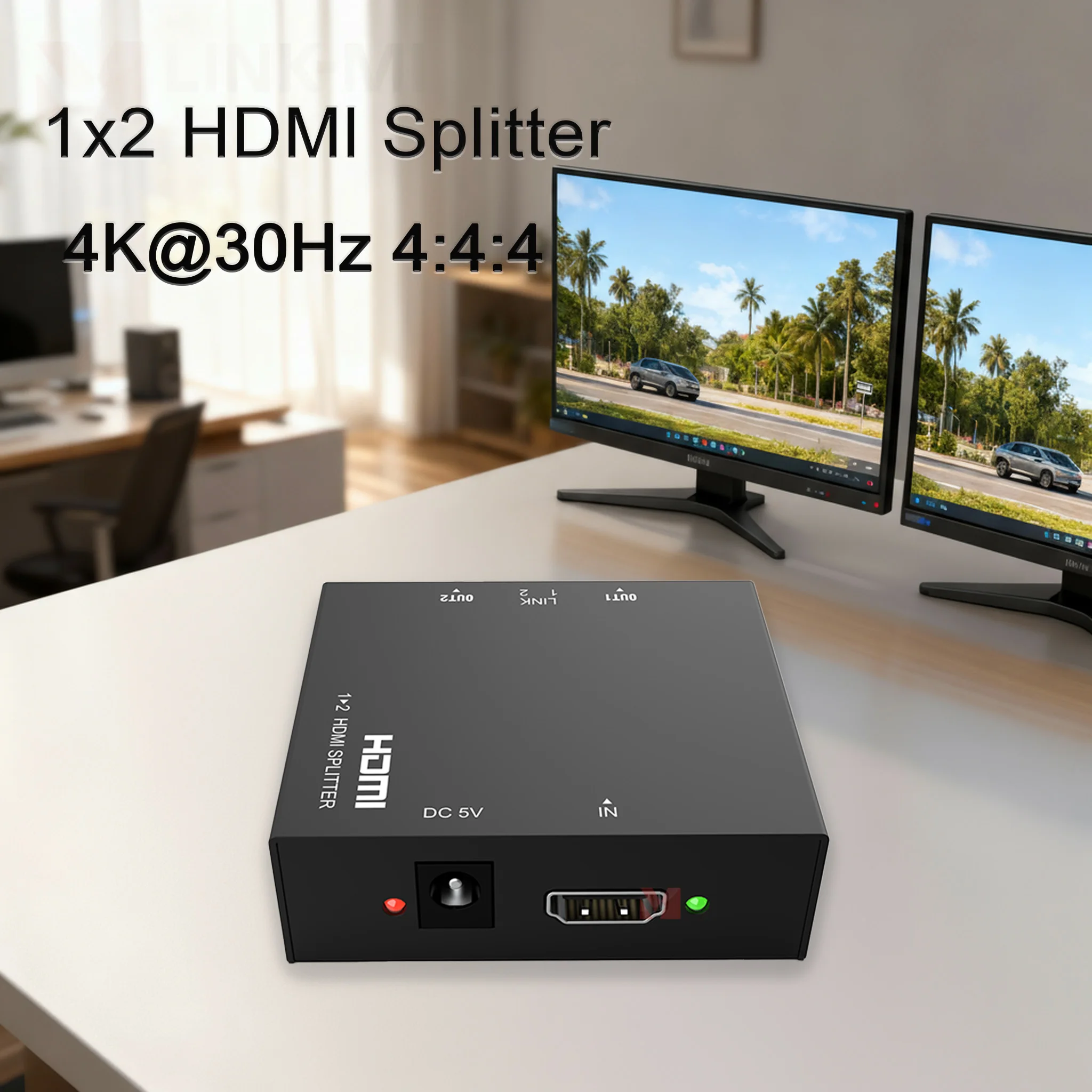 

HDMI-сплиттер LINK-MI 1x2, 4K@30Гц, 1 вход 2 выхода, HDMI 1.4, распределитель сигнала, 1 источник сигнала, 2 дисплея, с 3D-копированием EDID, для ПК