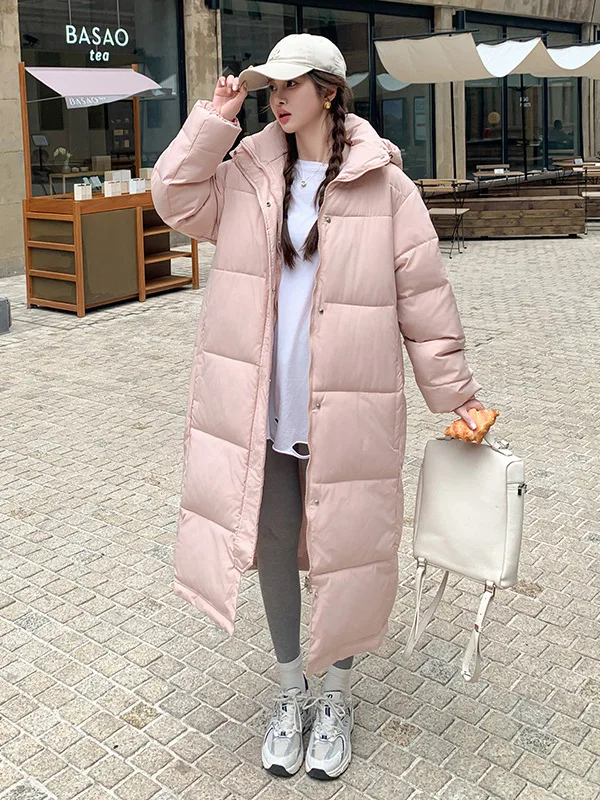 

Женское длинное пуховое хлопковое пальто Thiened Oversize длиной до колена для пар, свободная зимняя верхняя одежда