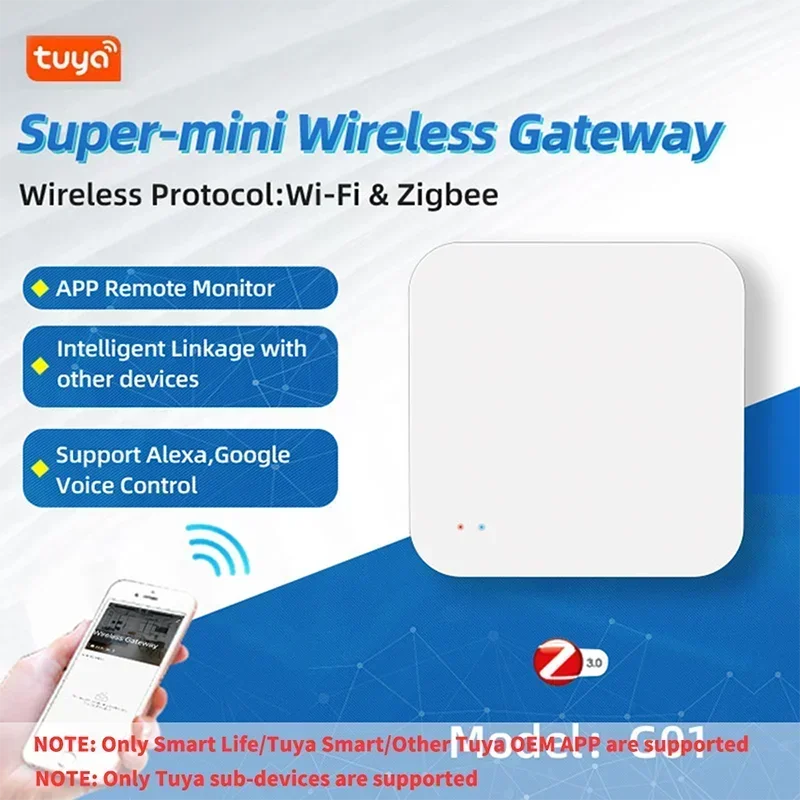 Tuya Zigbee Wireless Hub Gateway For Smart Home Automation for Zigbee Devices Via Smart Life