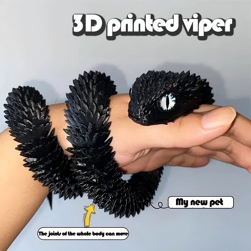 ثلاثية الأبعاد مطبوعة الأفعى المنقولة لعبة مشتركة دمية محاكاة ثعبان نموذج مكتب سطح المكتب الديكور لعبة الحرف اليدوية للأطفال هدية 30 سنتيمتر