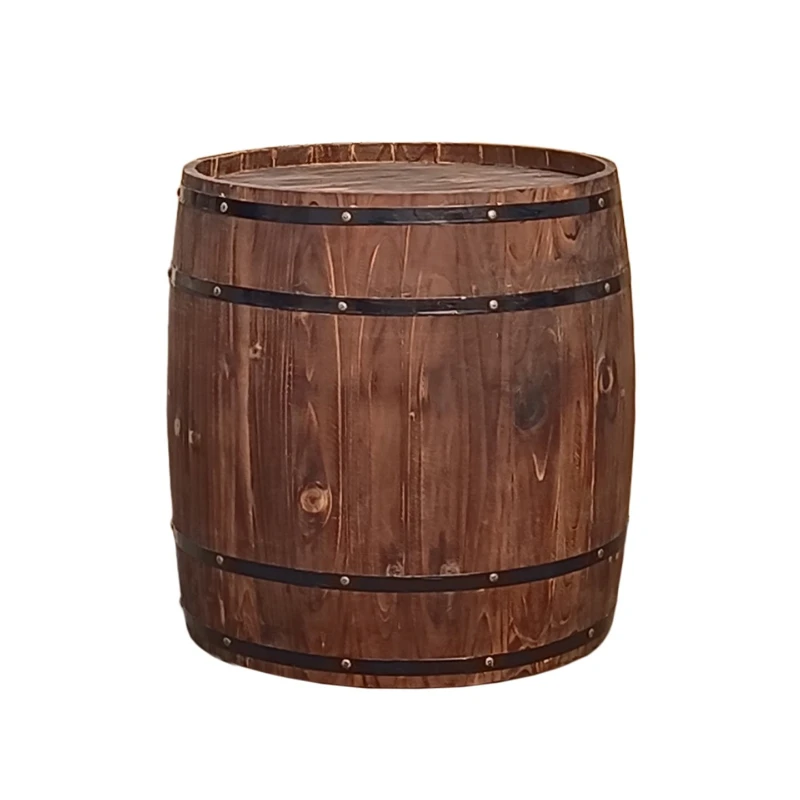 Wooden Wine Barrel Large Capacity Rustic Solid Oak Beer Barrel Decorative Prop for Bar Cellar Farmhouse Pub Home Brewing Stand