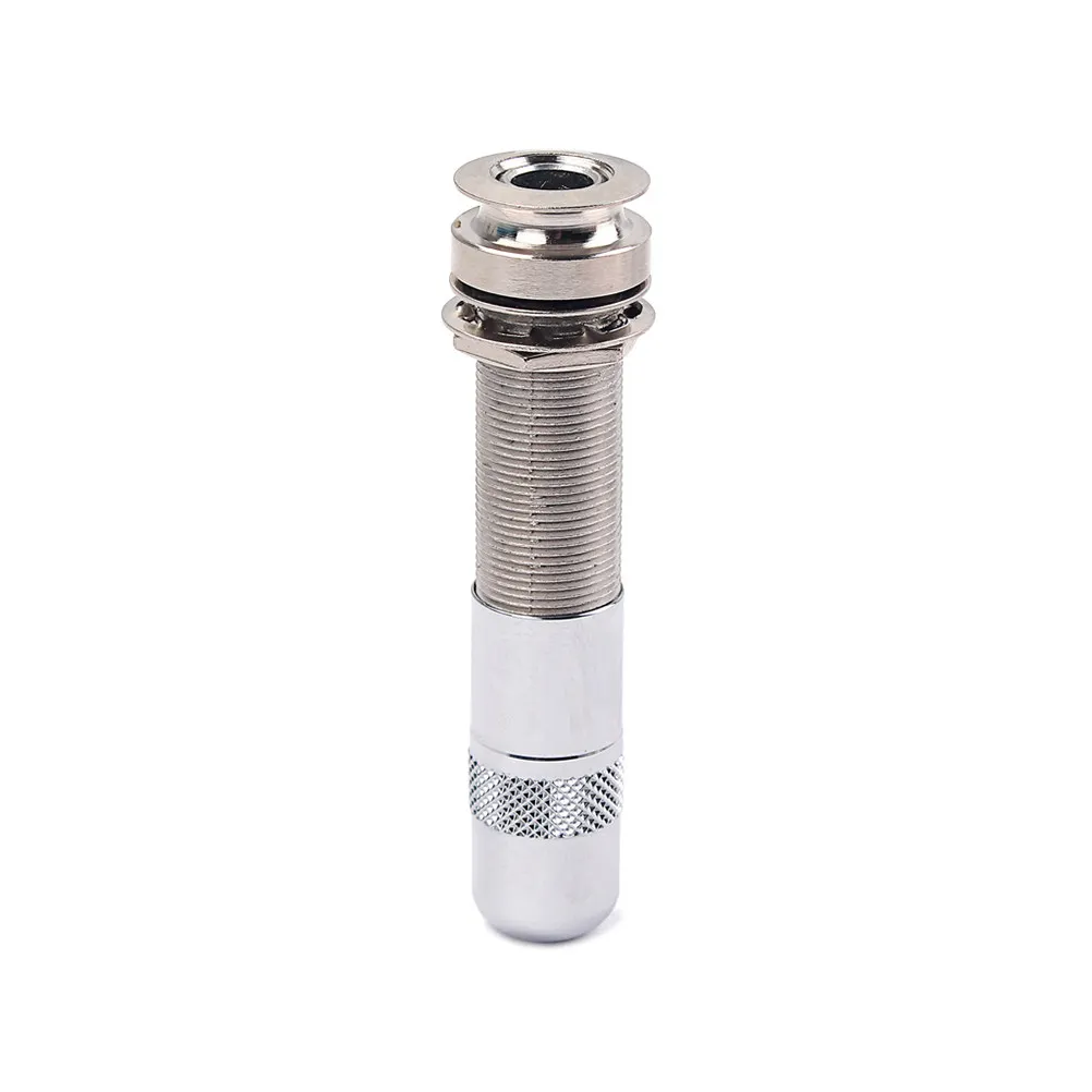 Gt299 Threaded Cylinder Guitar Jack Socket Endpin Jack Plug Short Threaded Bushing Sleeve Silver for Electric Acoustic Guitar