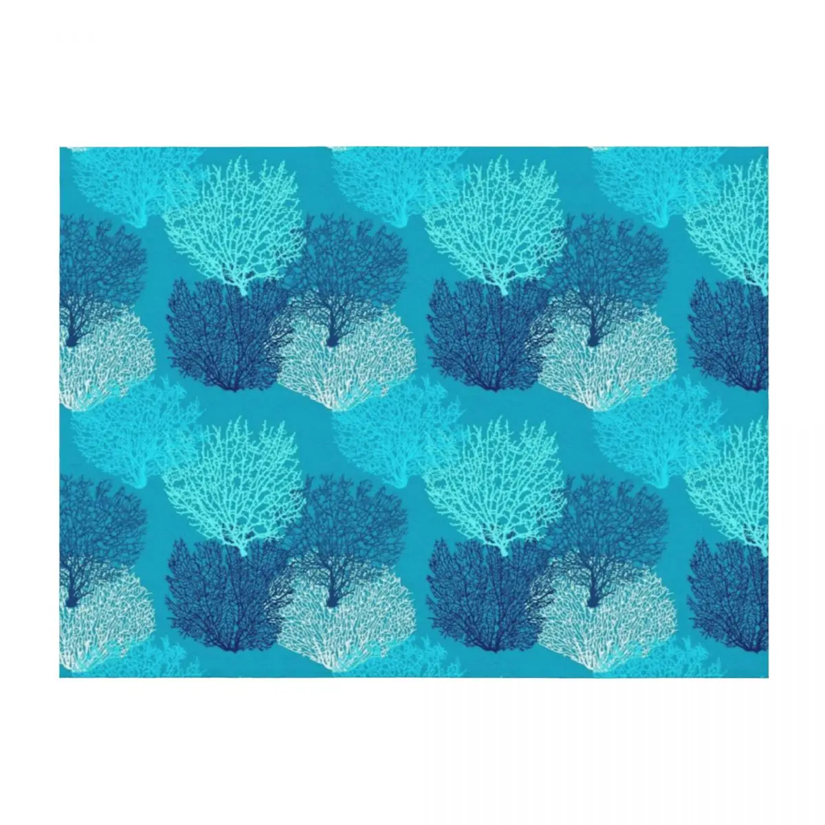 

Fan Coral Print, Turquoise, Aqua and Cobalt Blue Throw Blanket Hairys Travel blankets ands Soft Blankets