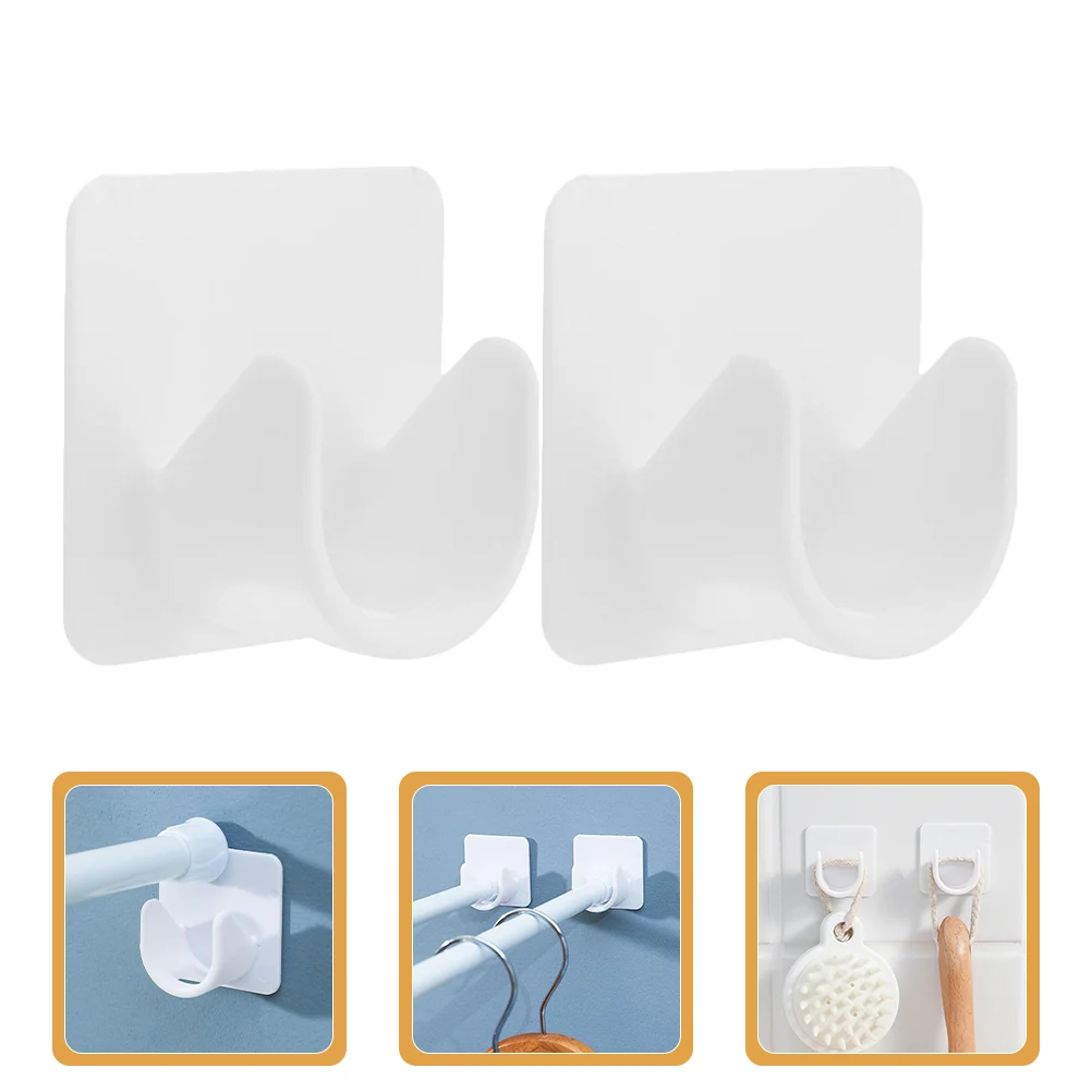 

2 Pcs Rod Holder Without Drilling Holes Curtain Holders Support Wall Mount Hanger Tension Plastic Nail-free Retainer