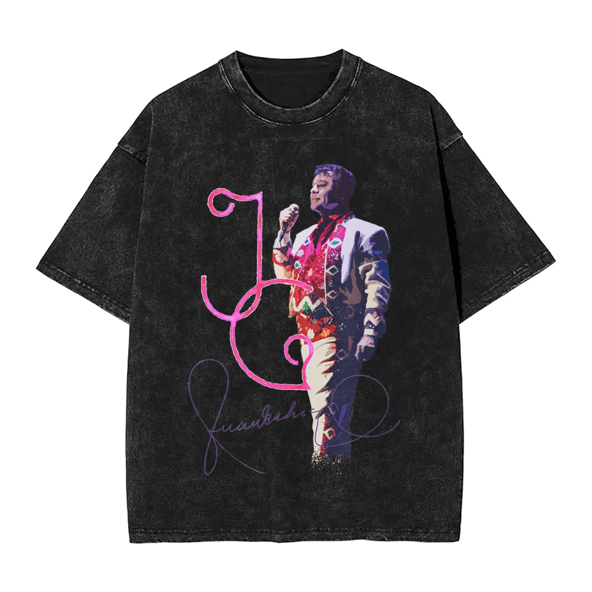 Juan Gabriel Aquarell-T-Shirts für Herren, lustige T-Shirts aus reiner Baumwolle, Rundhalsausschnitt, kurzärmelige T-Shirts, Sommer-Tops – Detail 7