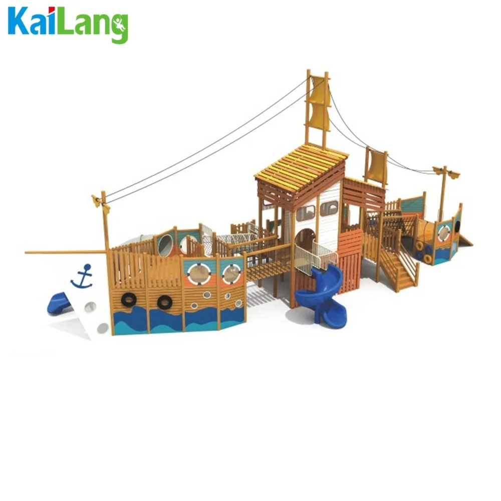 Children love Pirate Ship Playground Children's Outdoor Equipment Boat Exercise Entertainment Leisure Wooden Playground