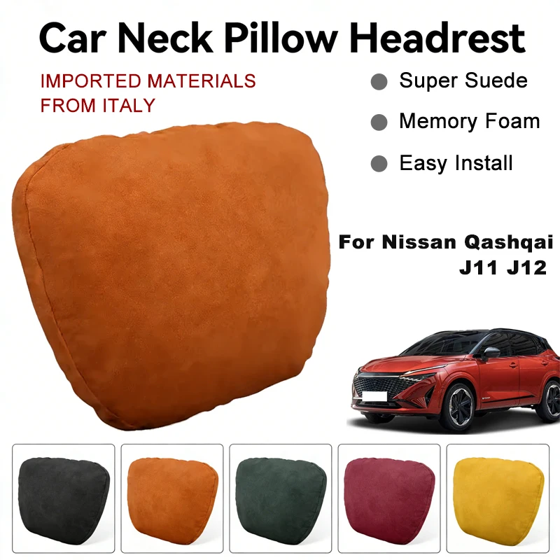 

Italy Suede Car Neck Rest Pillow For Nissan Qashqai J11 J12 Seat Head Neck Support Cushion Auto Interior Accessories