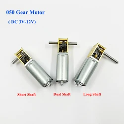 1PC Micro 050 Worm Gear Motor DC3V-12V 6V 9V Slow Speed High Torque All Metal Gearbox Motor Right Angle Short/ Dual/ Long Shaft