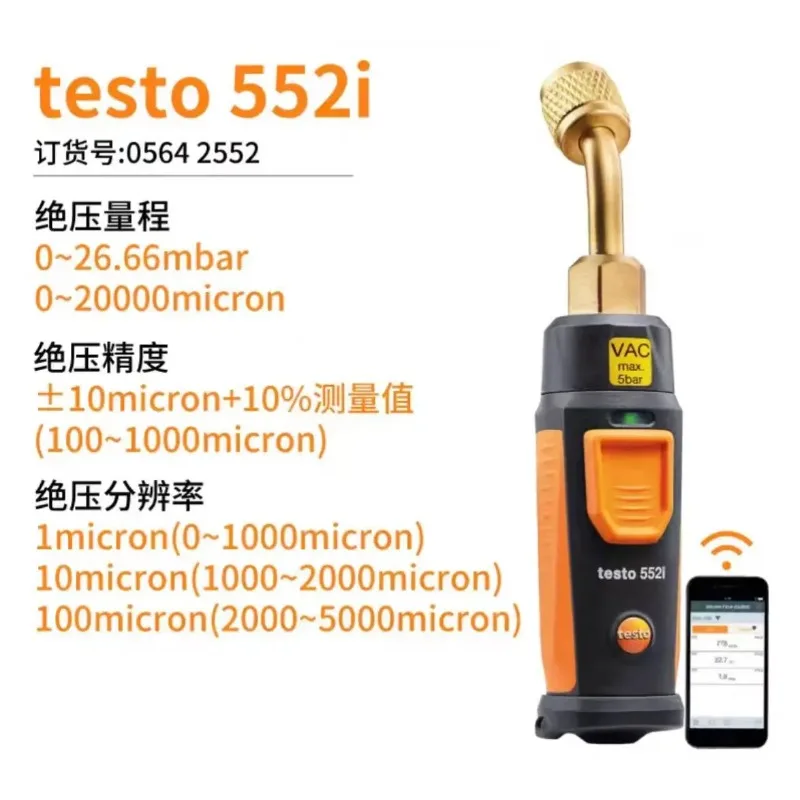 Testo 549i Wireless 115i Pipe Temperature 552 Vacuum Gauge Cold/Hot Test Kit Manometer Set