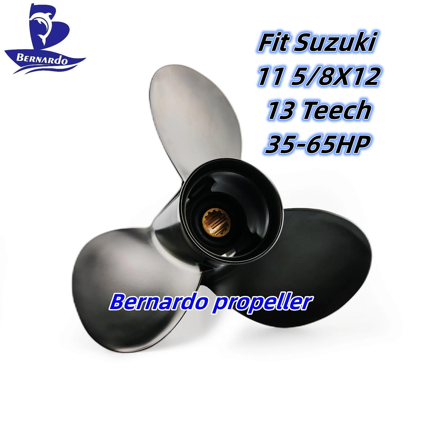 

Bernardo Boat Propeller Fit Suzuki 11 5/8X12 Outboard Engines 35 40 50 55 60 65HP Motor Aluminum Screw 3 Blades 13 Tooth Spline