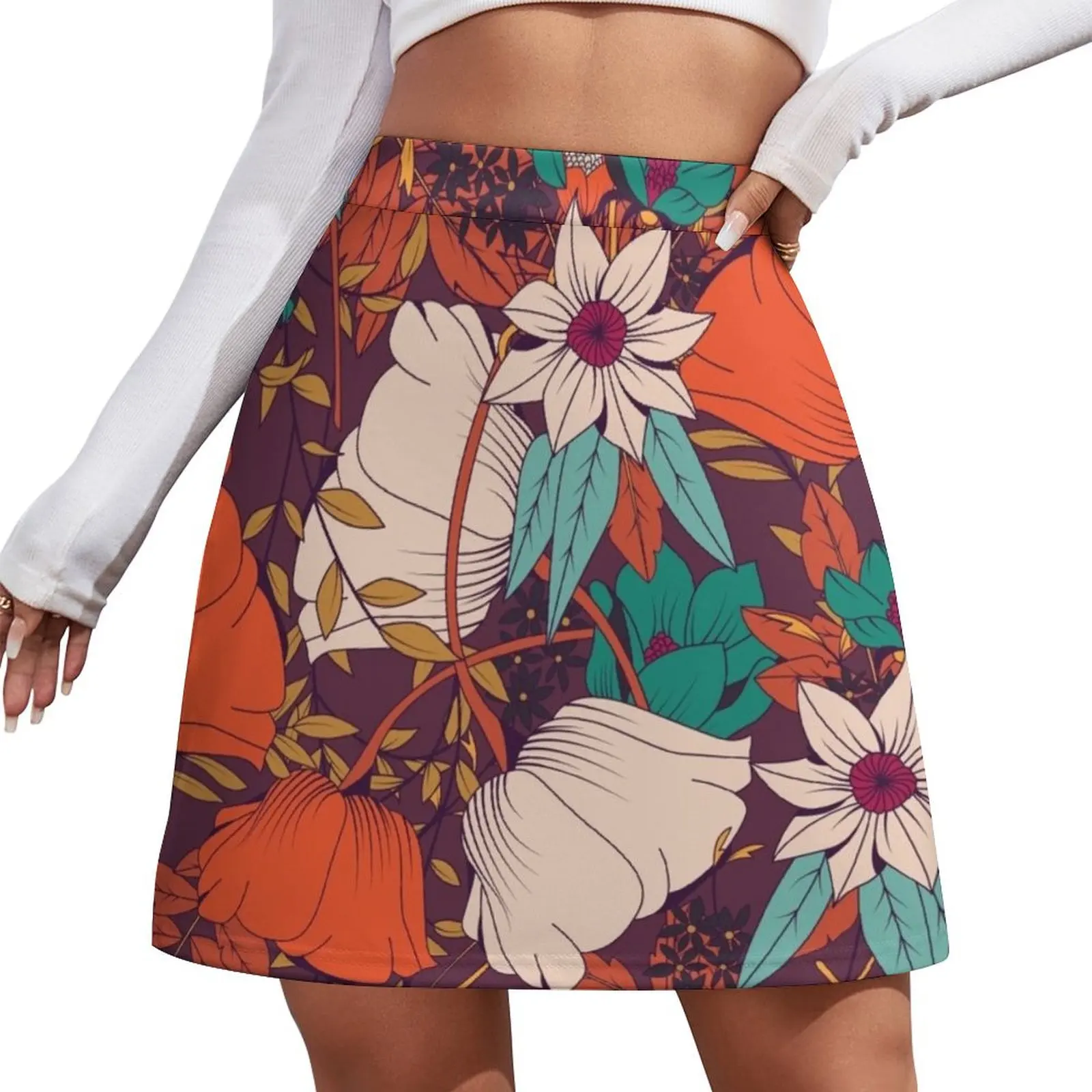 

Botanical pattern 010 Mini Skirt fashion korean clothing Summer women's clothing Women's skirts Mini Skirt