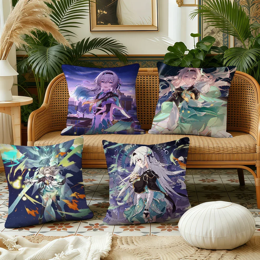 Honkai Star Rail Firefly cushion cover Pillow Case Plush Fabric Soft Double Sided Print Sofa Cushion Cover Throw Pillow Covers
