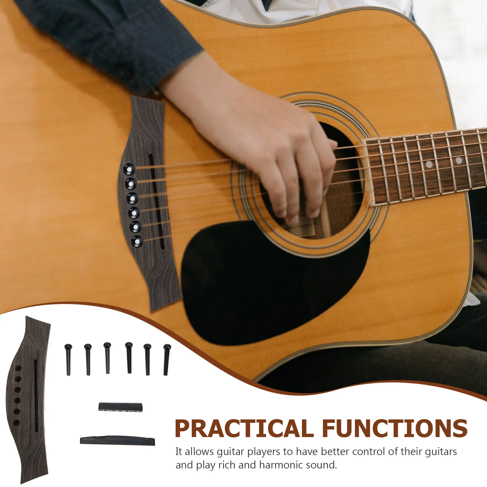 

1Set Folk Guitar Bridge Pin Saddle Adjustable Height Replacement Guitar Bridge Kit Repair Accessories Repair Accessories