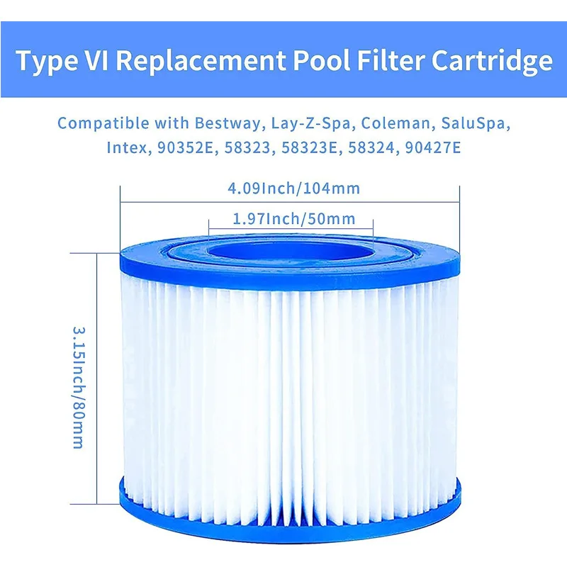 1PC Pool Filter Pump Cartridge for Bestway VI Compatible with Lay-Z-Spa Miami Outdoor Garden Pool Water Sports Pool Accessories