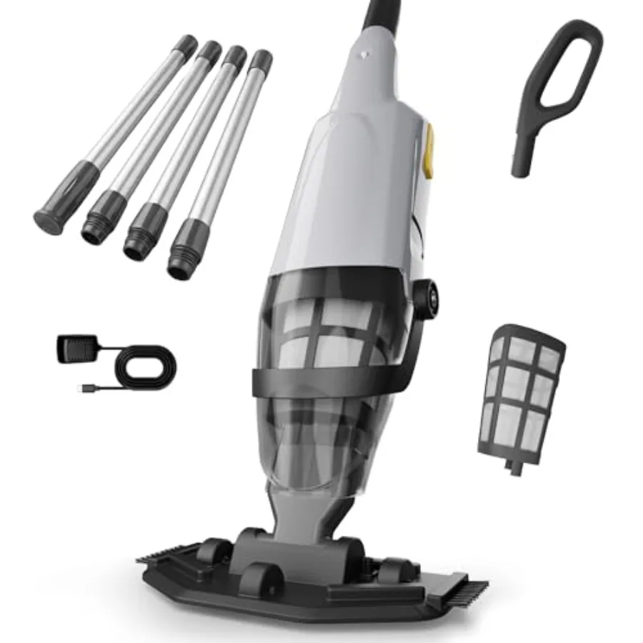 Handheld Pool Vacuum Cleaner for hot tub spa floor pool, gray ABS plastic, powerful 15 GPM suction for dirt sand debris