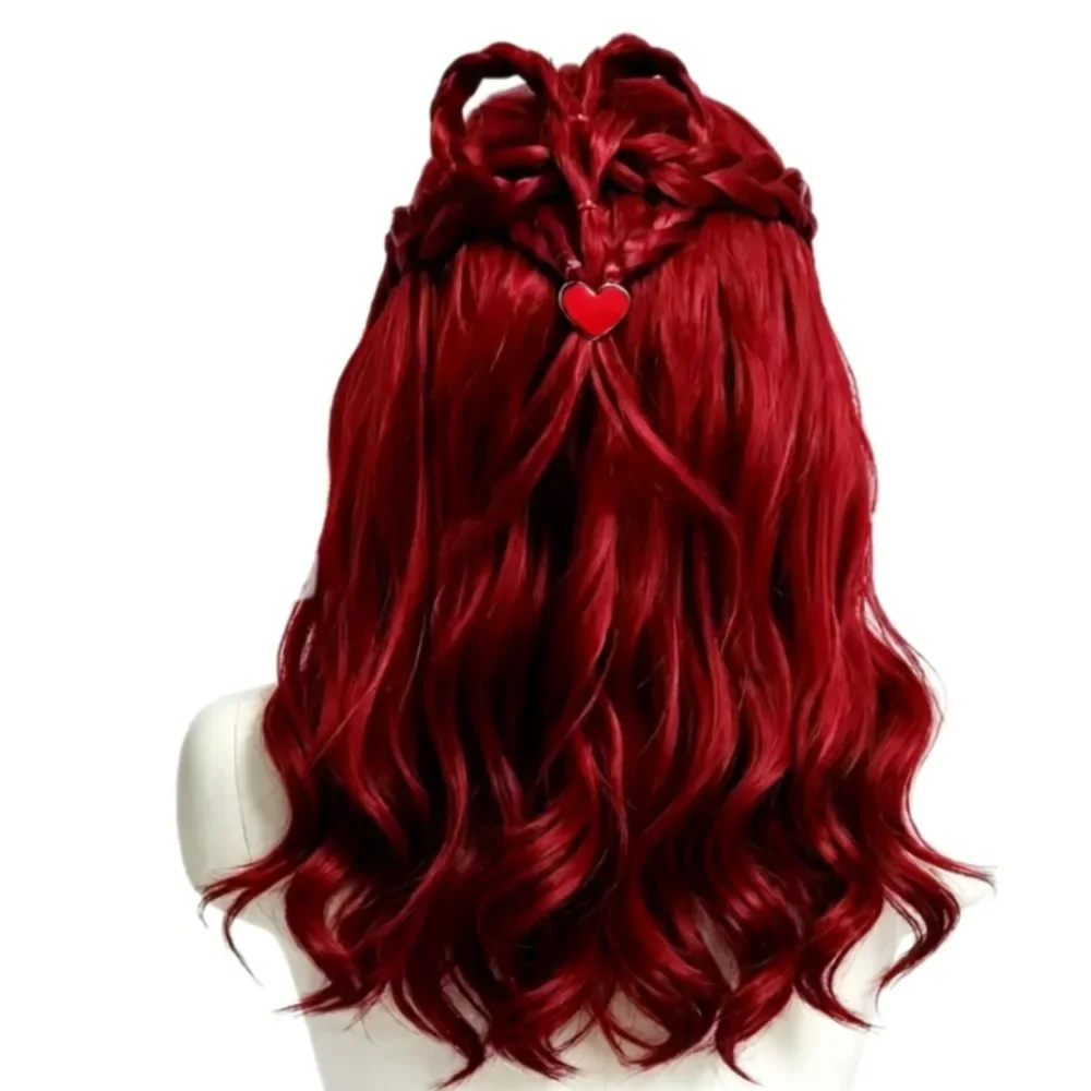 2026 Red Blue Long Curly Synthetic Wig with Double Ponytail Women Fluffy Wavy Cosplay Wig for Halloween Party Costume Accessory