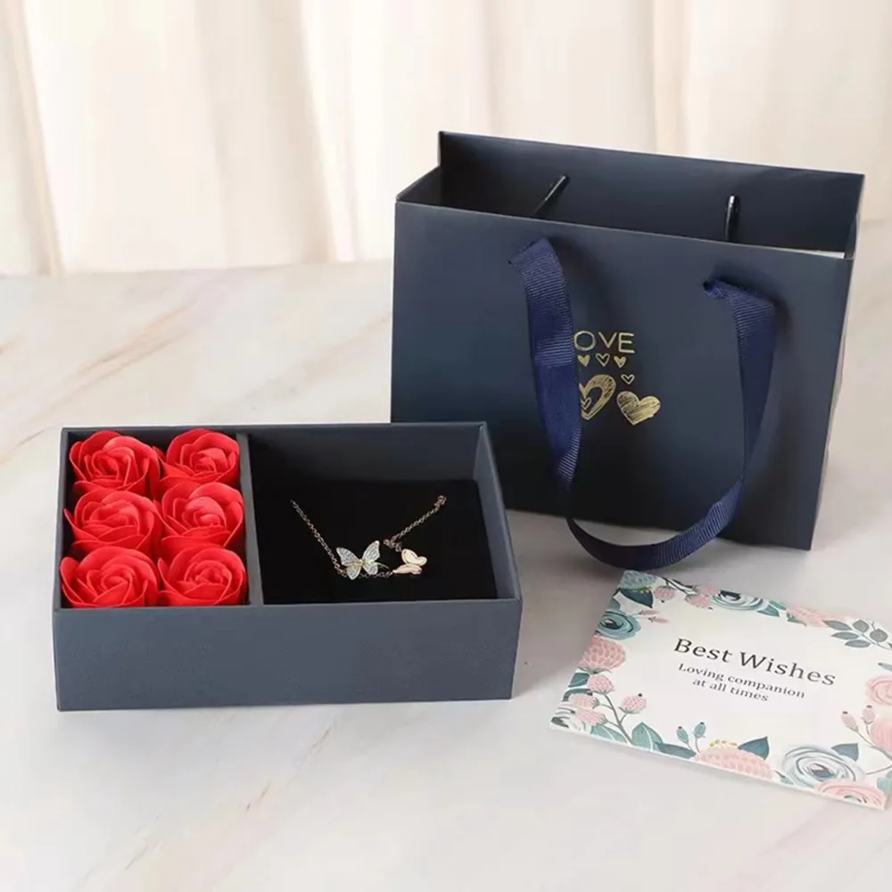 Walentynkowe wieczne róże Pudełko na prezenty Wieczny kwiat Sześć róż Pudełko na pierścionek Prezenty urodzinowe Otwieranie okien Pudełko na biżuterię Pudełko na prezenty