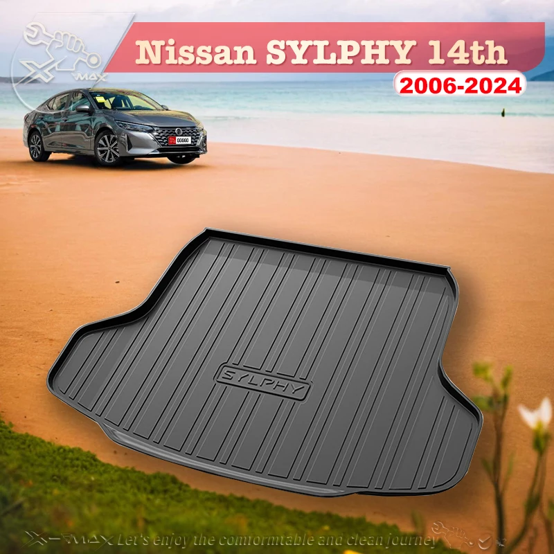 

For Nissan SYLPHY 14th 2006-2024 Custom Fit Car Trunk Mat All Season Black Cargo Mat 3D Shaped Laser Measured Trunk Liners