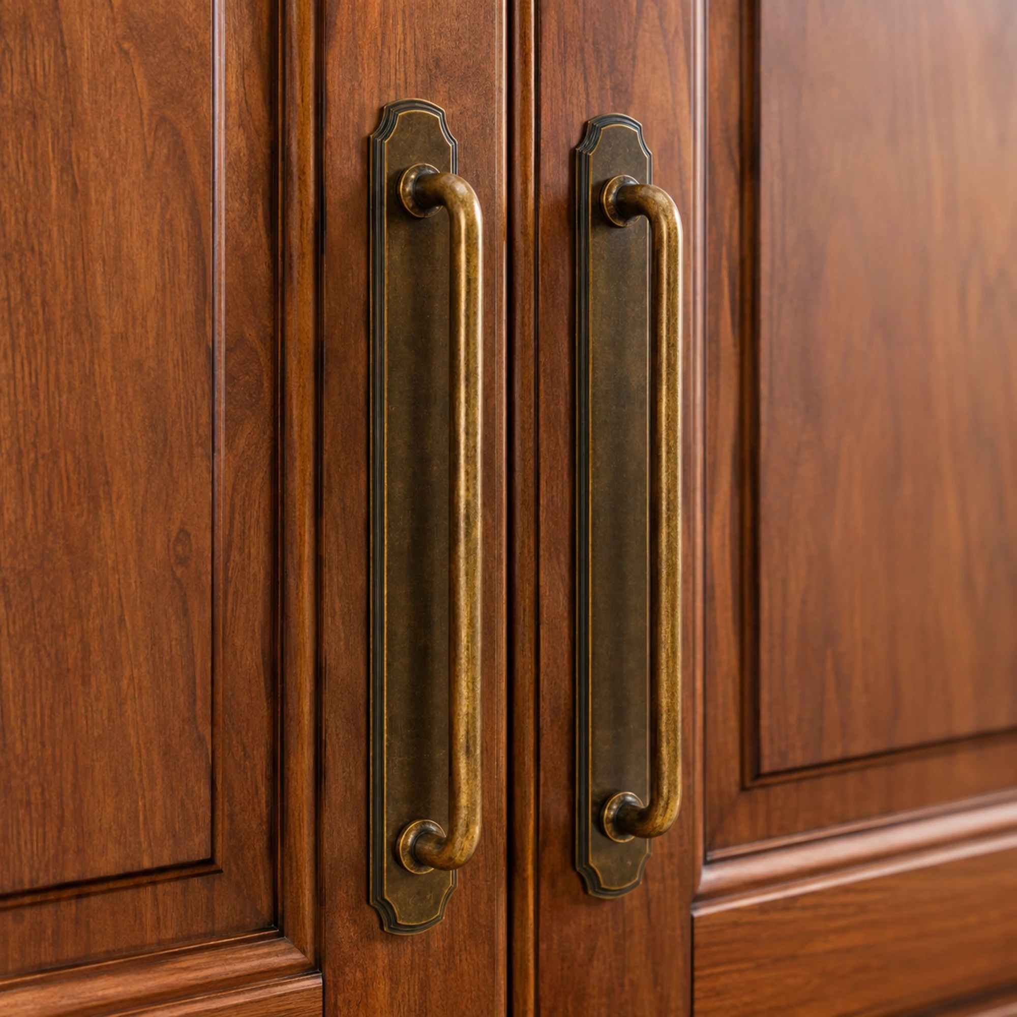 Vintage Cabinet Handles Antique Brass Wardrobe Pulls Retro Furniture Handles with Backplate Zinc Alloy Kitchen Accessories