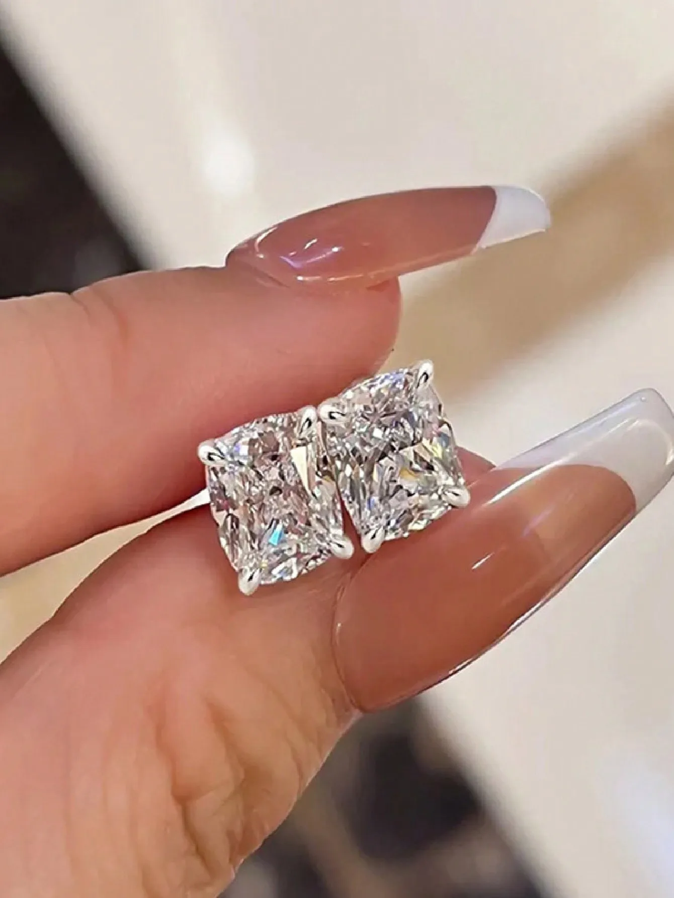 

Square Zirconia Stud Earrings, Minimalist Geometric Design for Everyday Wear