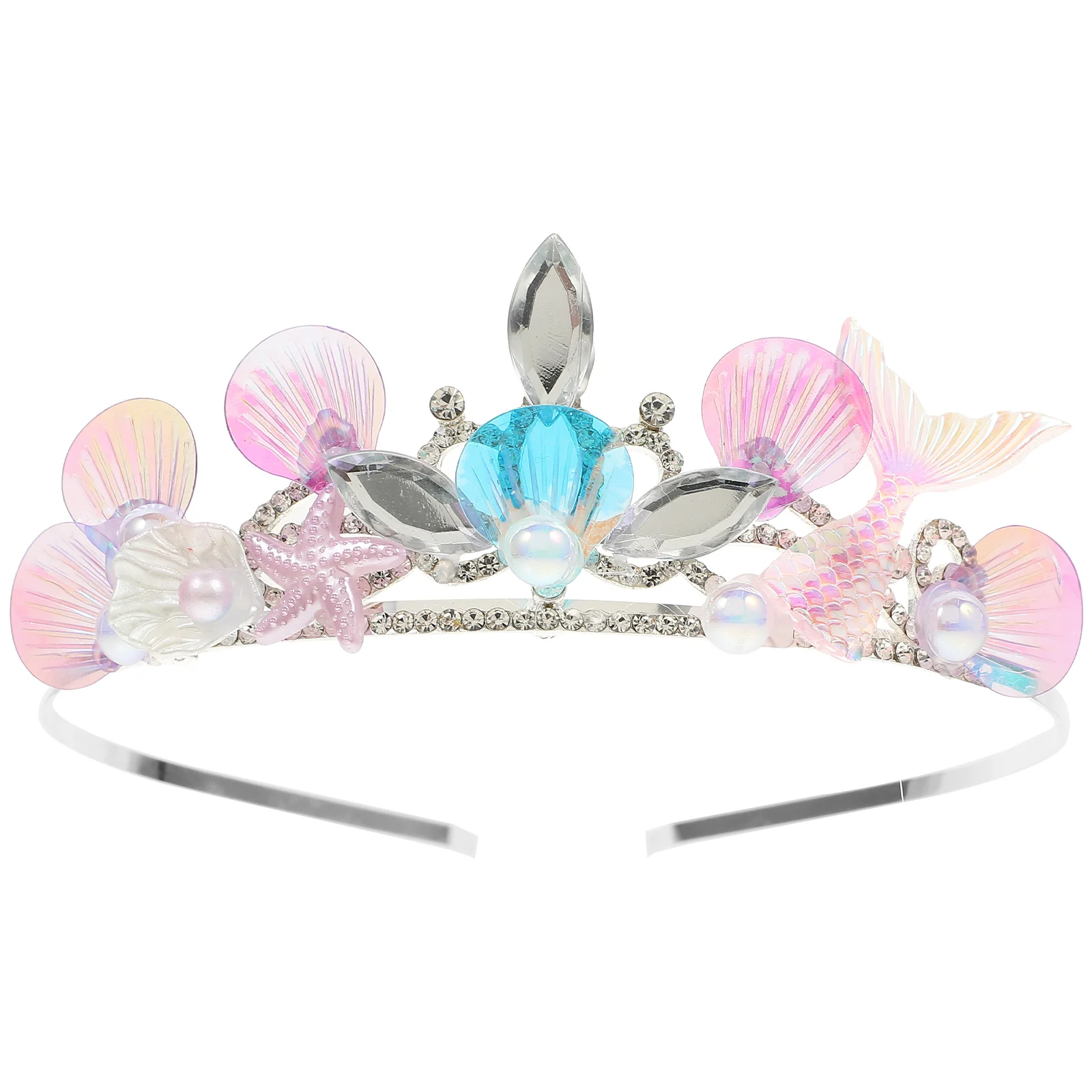 

Mermaid Hair Crown Rhinestone Headband For Party Festival Decorative Band Costume Jewelry Sparkling Tiara Birthday
