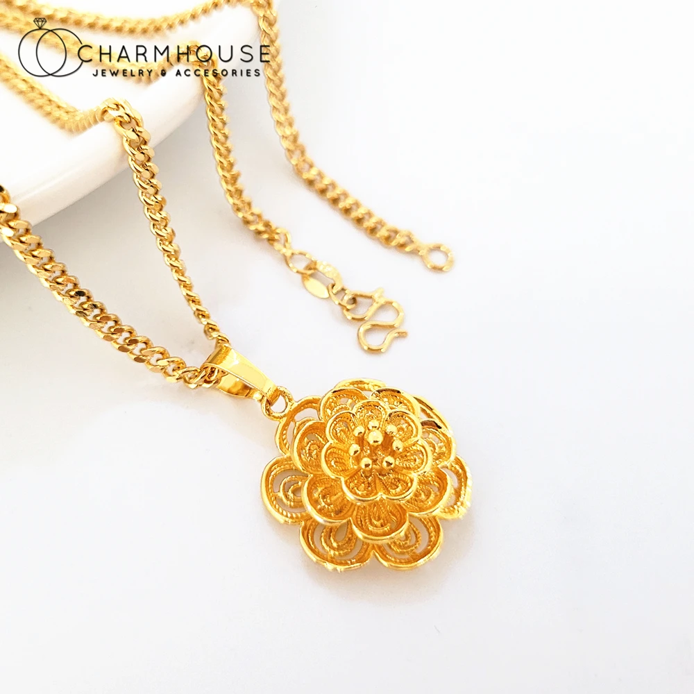 Gold Color Charm Necklaces for Women Big Flower Pendant Necklace Choker Femme Collier Wedding Jewelry Accessories