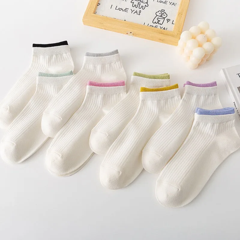 

1 Pair Spring Autumn ladies Low Cut Socks Girls Women Multicolor Socks Fashion Color Matching Breathable Casual Short Socks 2025
