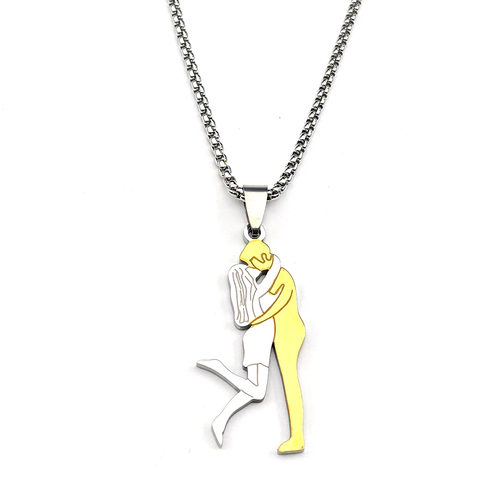 Paar-Umarmungs-Liebesanhänger Halskette Edelstahl Mischfarben Romantisches Valentinstagsgeschenk Jubiläum 2026 Neues Design Kettenschmuck – Detail 6