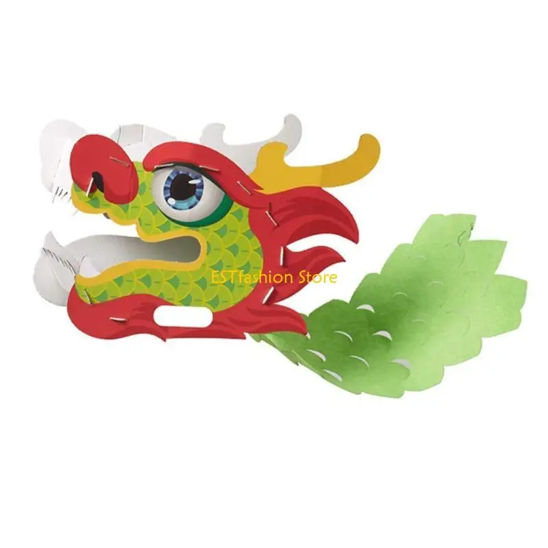 Y5GC DIY-Handwerksset chinesischen Stil, 3D-Papierdrache, Neujahrsdrache, Cosplay-Requisiten