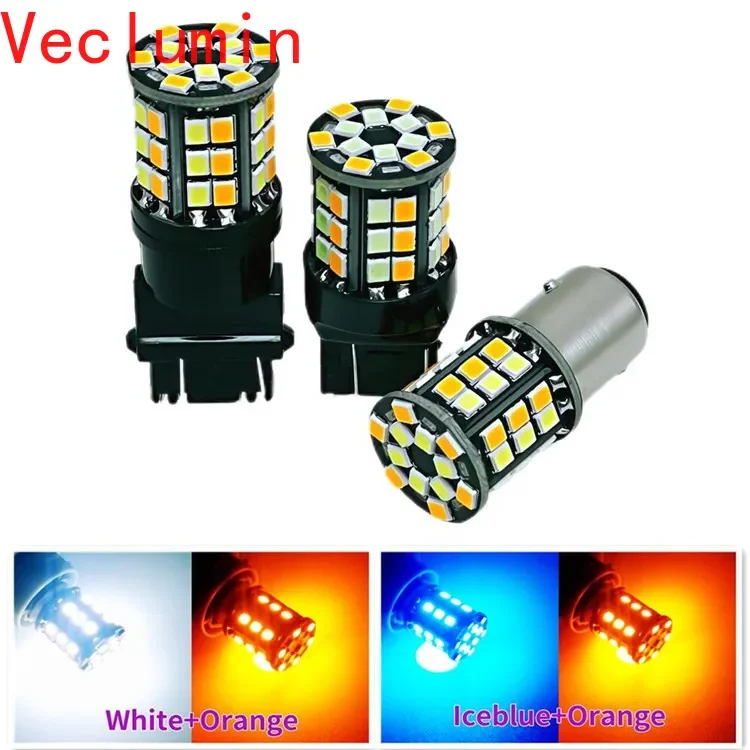 

2pcs Car Led 2835 Two-Color Light Steering/Daytime Running Lamp 3157 1157 7443 White Yellow Ice Blue Yellow Car Signal Lamp