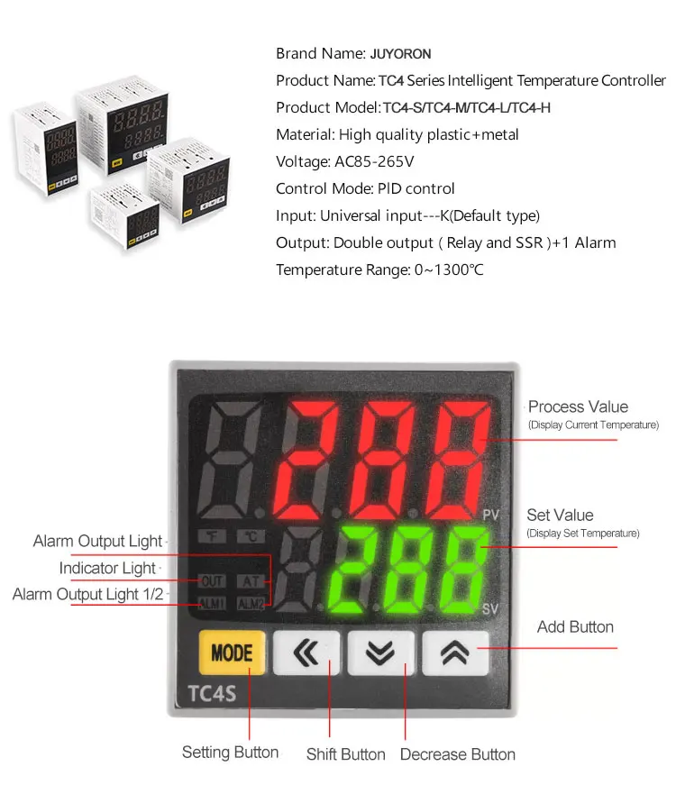 Intelligenter digitaler Thermostat TC4S TC4M TC4H TC4L Temperaturregler-Panel PID einstellbar – Detail 1