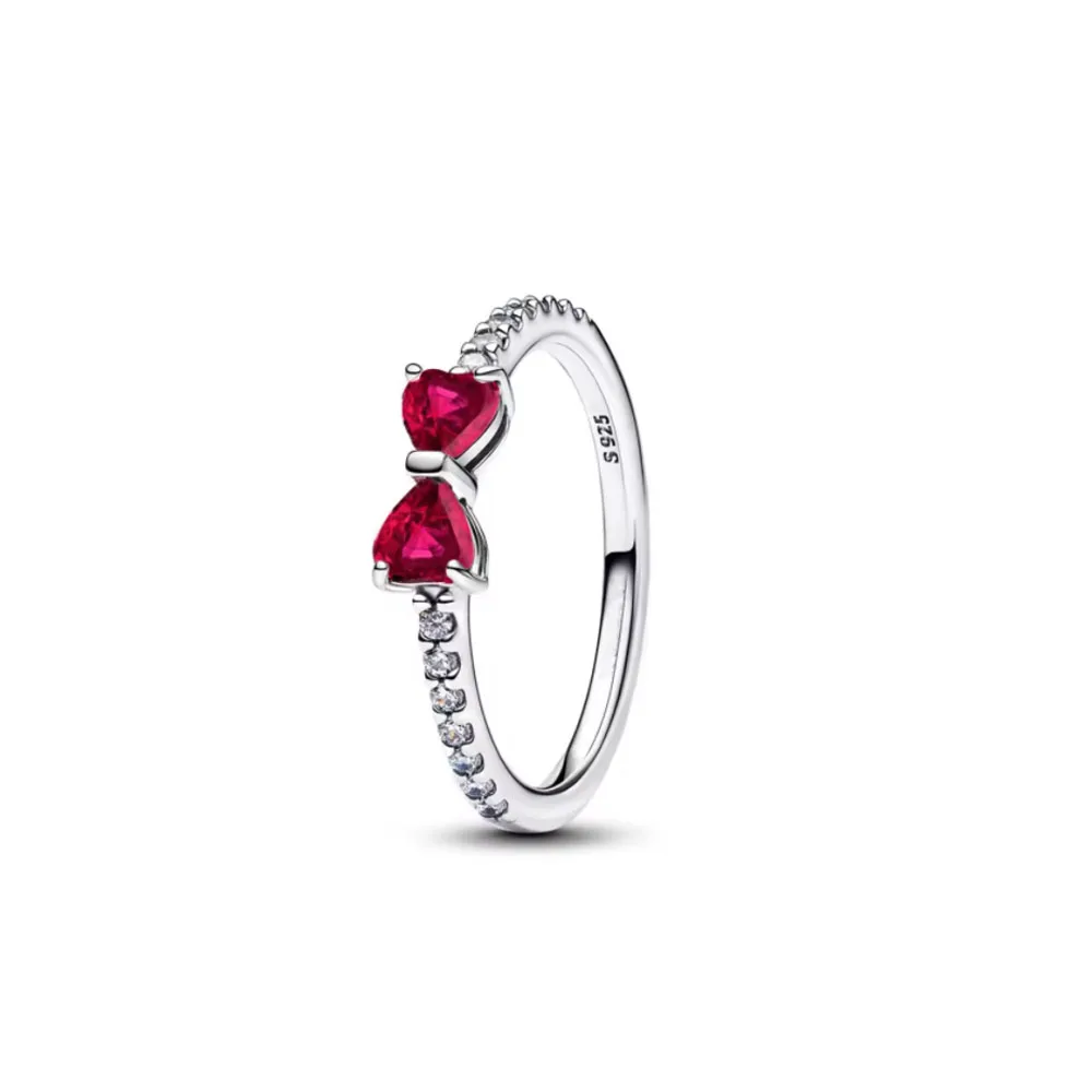 Hot Selling 925 Silver Red Bow, Heart-Shaped Ring Suitable For Exquisite High-Quality Jewelry for Women at Wedding Parties #6