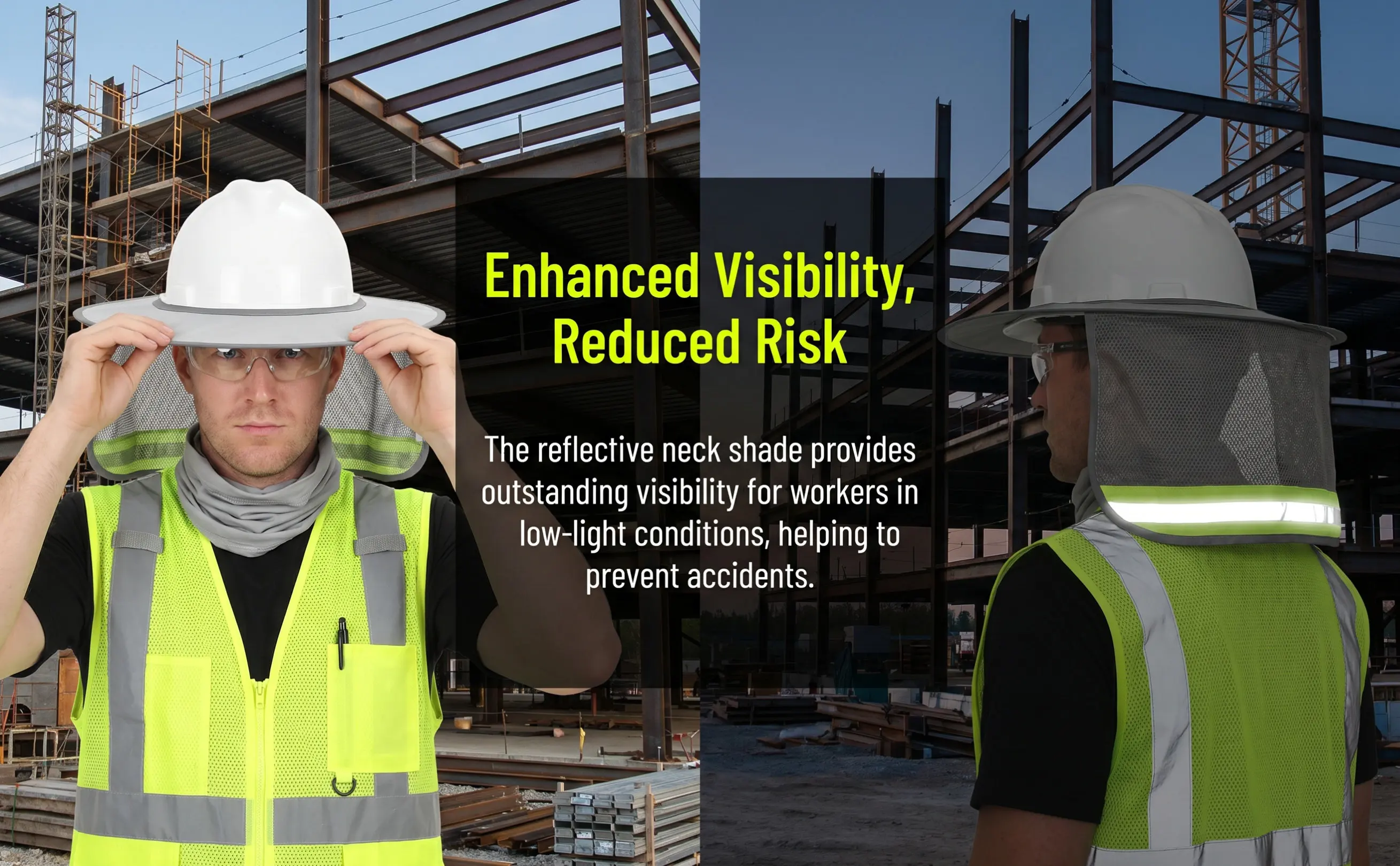 Hard Hat Sun Shade Full Brim For Road Work Sun Guard Cover Visor Neck Shield Construction