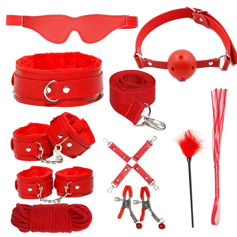 Ensemble de jouets sexuels pour adultes, BDSM, SM, SSashBondage, Ensemble de retenue, Menottes moelleuses, Mancommuniste de rinçage, Continents, réinitialisation, Bâillon buccal, Bandage, 18 +