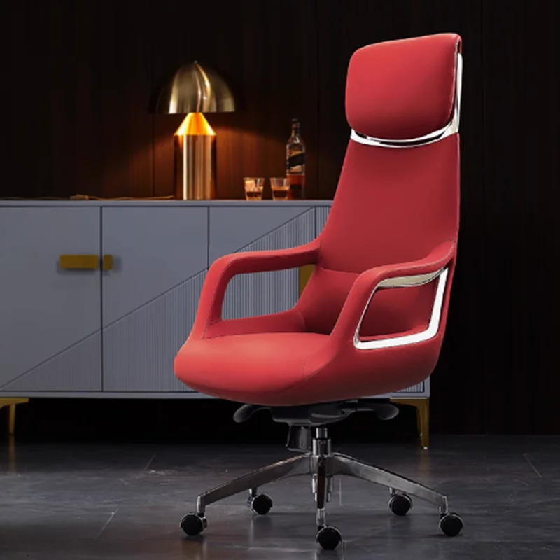 

Luxairy Armrest Office Chair Wheel Red Leather Nordic Computer Office Chair Ergonomic Designer Sillas De Oficina Home Furniture