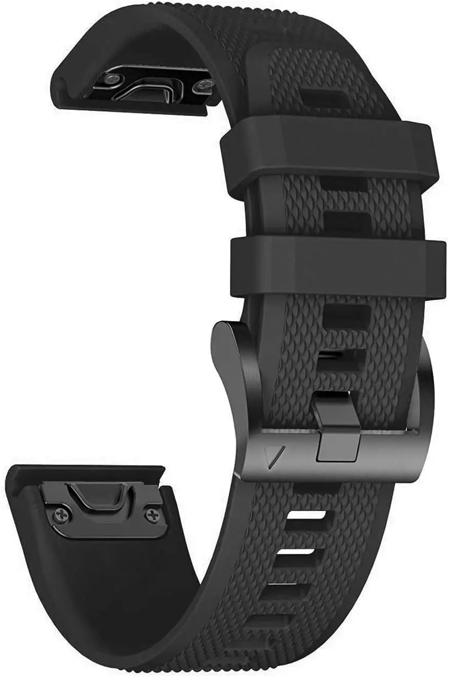 22mm Silicone Watch Band Compatible with Fenix 5/6/7/8, E 47mm, Forerunner 935 - Black