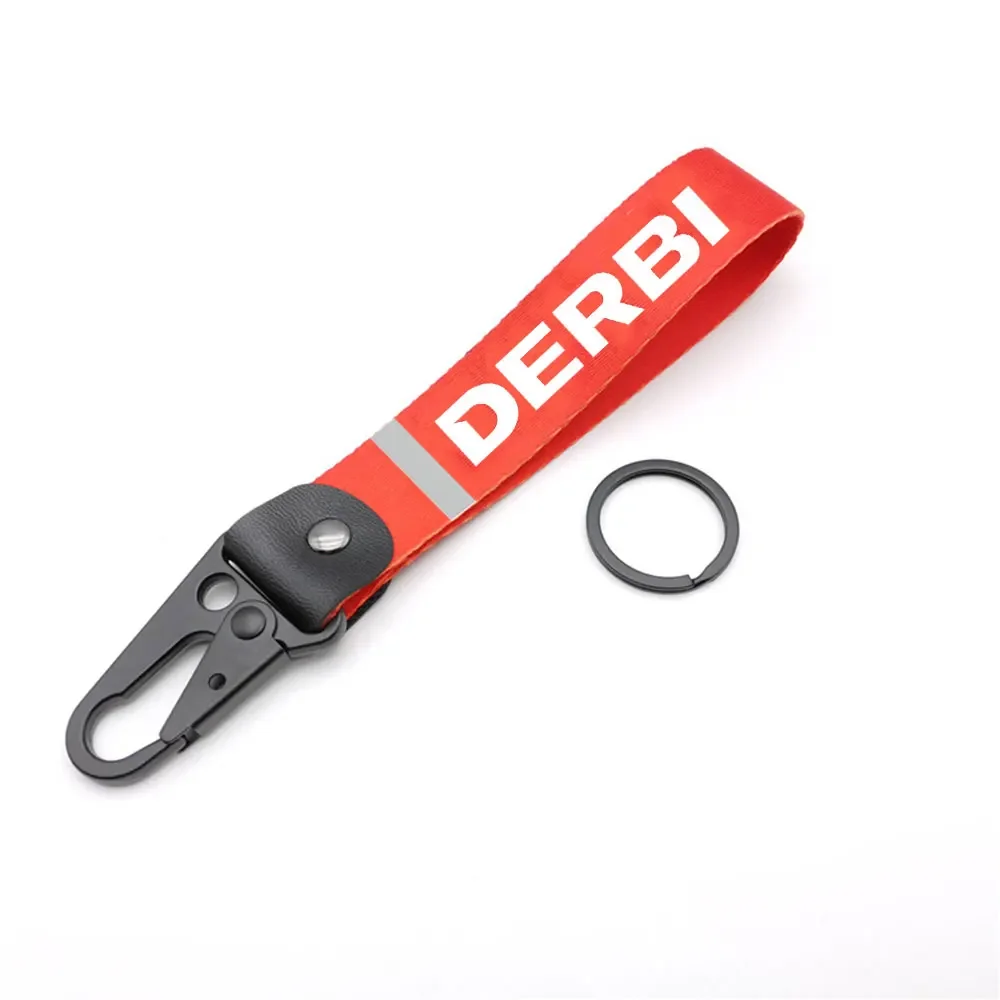 Para Derbi Scooter llavero de Metal gancho correa de nailon lados de remolque Thermoprint Logo llavero cordones correa accesorios de correa de muñeca