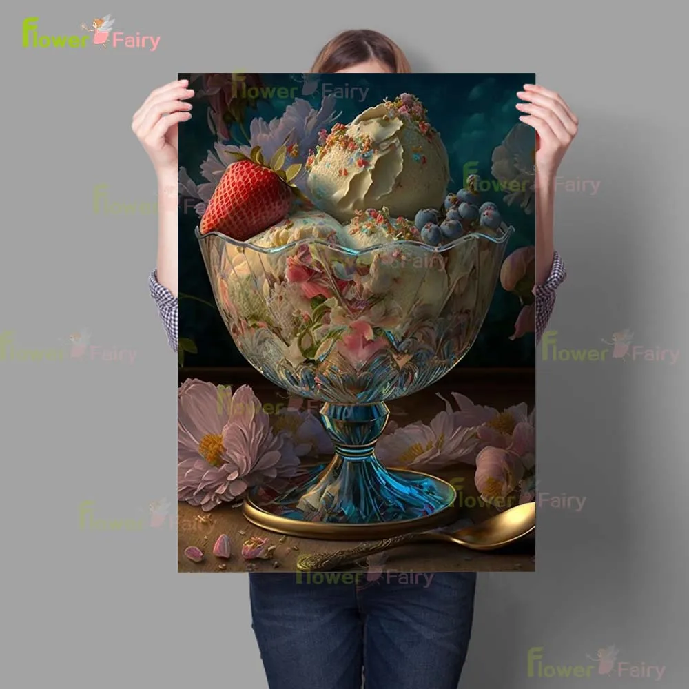 Cake Ice Cream Dessert Shop Bakery Poster Prints Wall Art Canvas Painting Home Decor Wall Pictures For Living Room Unframed
