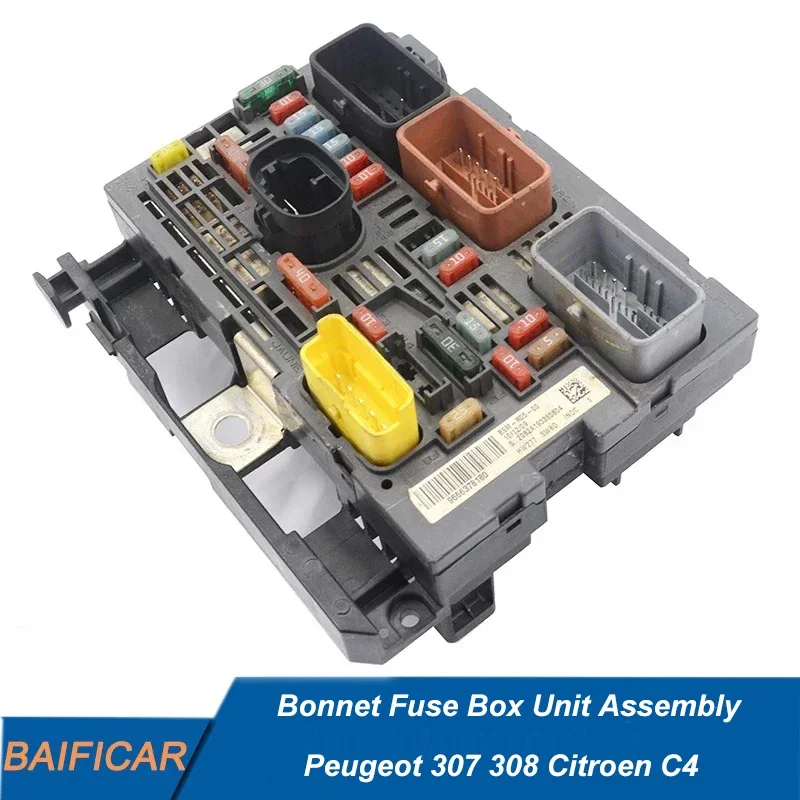 Baificar Brand Used Genuine Bonnet Fuse Box Unit Assembly BSM 9666378180 9675879480 R20=R05 For Peugeot 307 308 Citroen C4