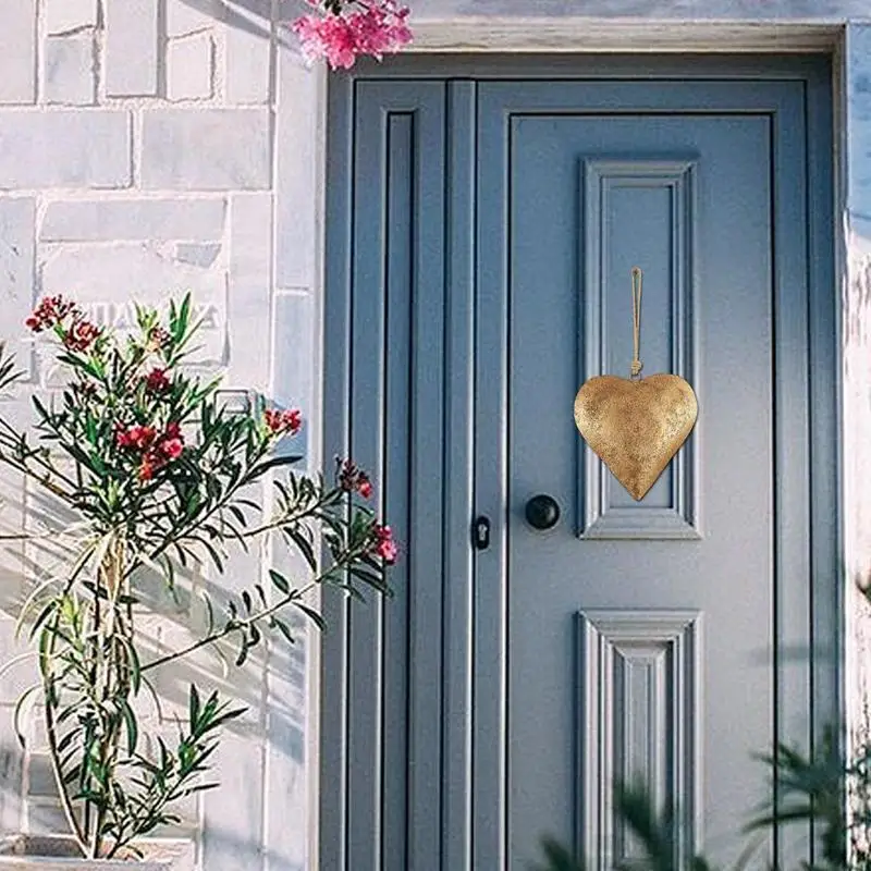 Heart Wall Decor Vintage Metal Heart Wall Metal Bell Decor Antique Finish Heart Bell Heart Decorative Bell with Hanging rope